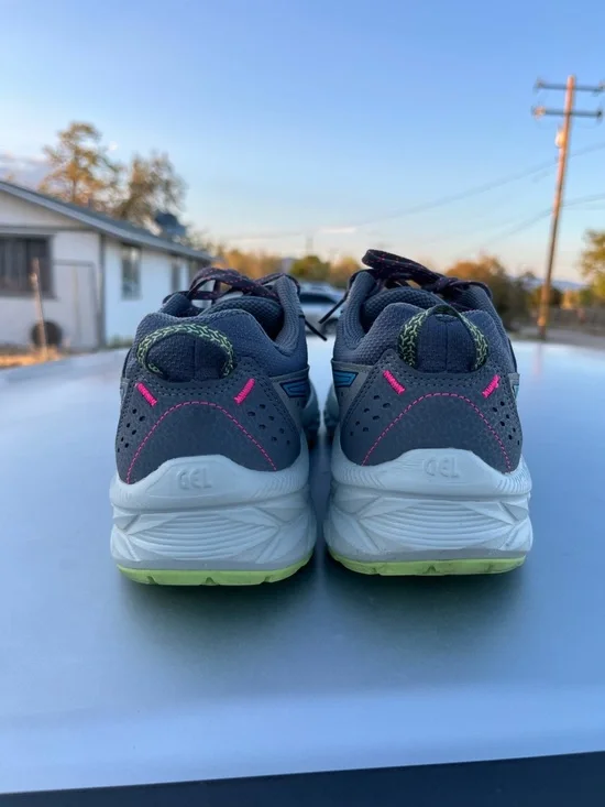 Asics Gray with Pink Logo Cushioning Running Shoe - Picture 4 of 11